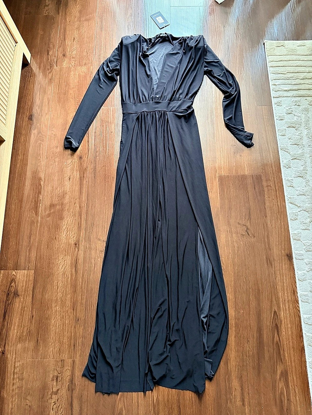 Fashion Nova Spree Dress Long Sleeve Maxi Dress in Black Size Medium